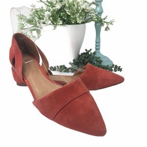 Madewell D'orsay Coral Red Suede Flats